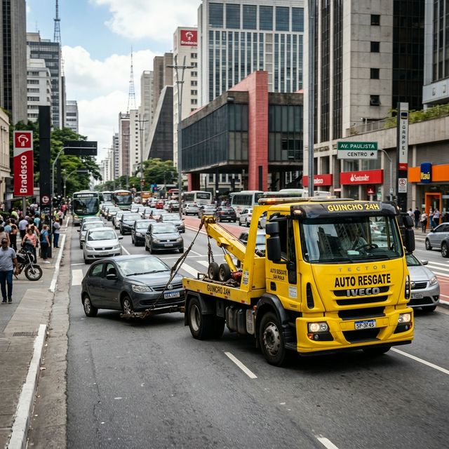 Profissional da Five Guincho atendendo carro parado em São Paulo